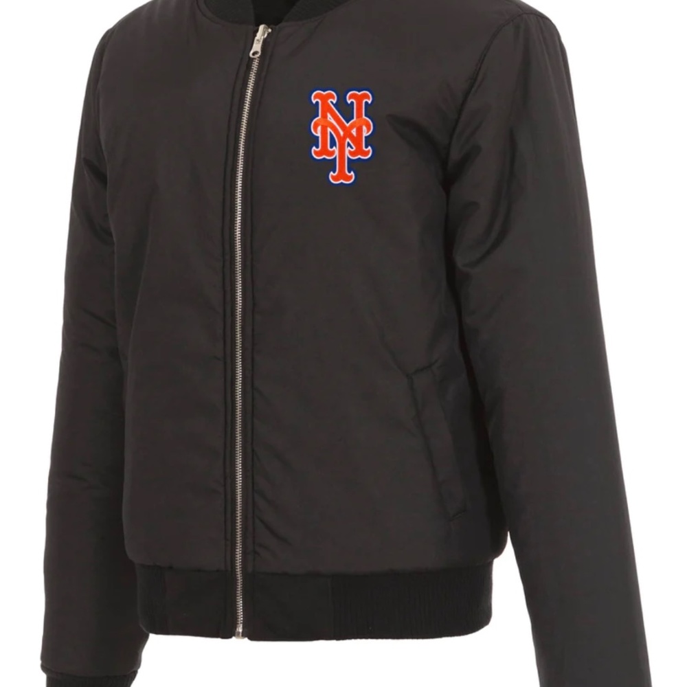 New York Mets JH Design Reversible Women Fleece Jacket - Black